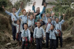 Children shouting Thank You